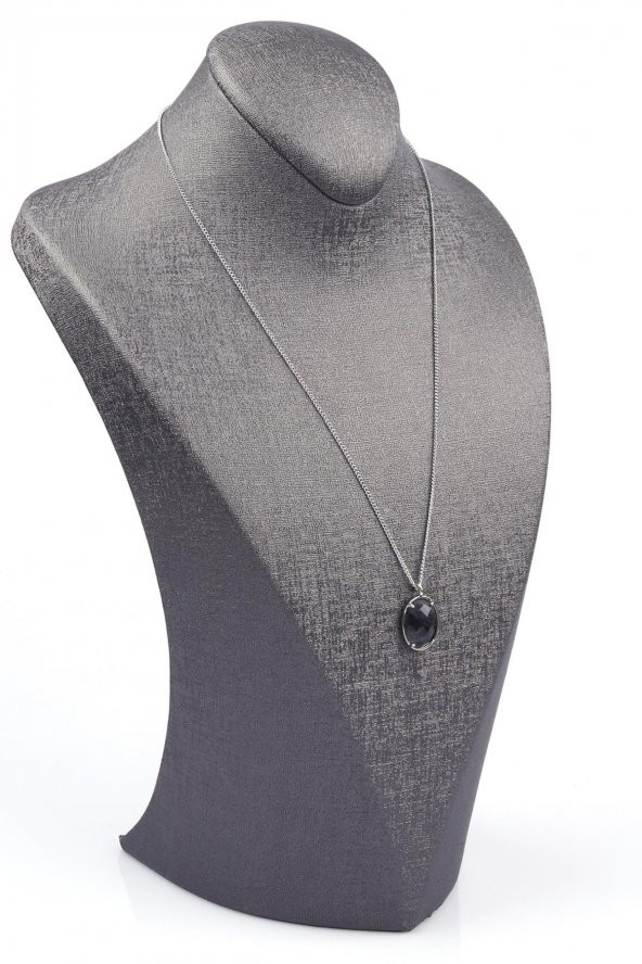 Rutil Kuvars Doğal Taş Gümüş Renkli Kolye - Resim 2