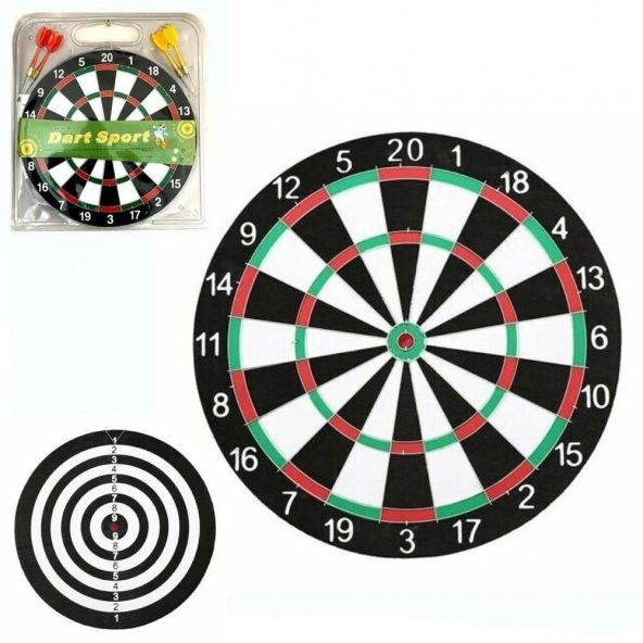 Çift Taraflı Dart Tahtası ve 4 Adet Metal Uçlu Ok 30cm Bullseye ürün görseli 1
