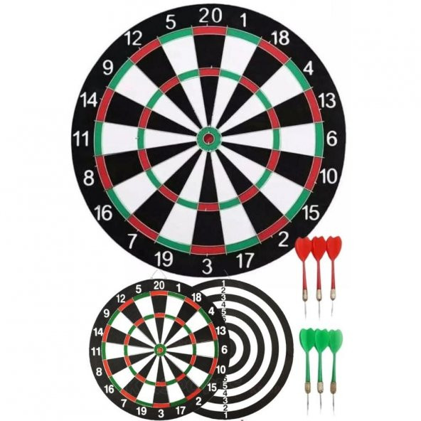 Çift Taraflı Dart Tahtası ve 6 Adet Metal Uçlu Ok 40cm Bullseye ürün görseli 1