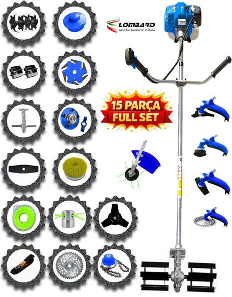 İtaly LS 861 Güçlü Performans 15 Parça Full Set Benzinli Yan Tipi Tırpan Ot Çim Çalı Biçme Makinası ürün görseli 1