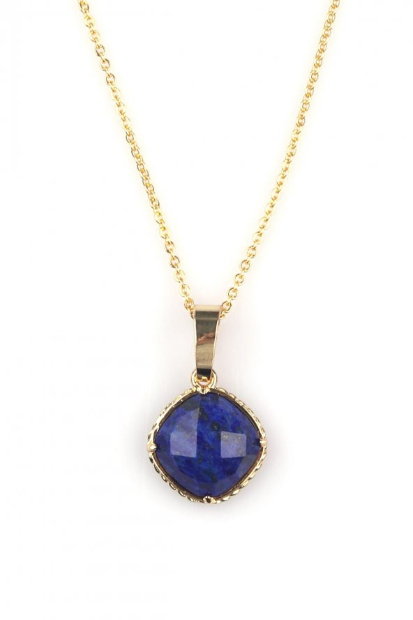 Lapis Lazuli Doğal Taş Gold Renkli Kolye ürün görseli 1