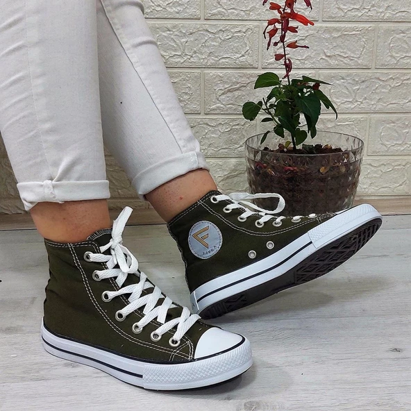 Fiyra 555 Haki Uzun Unisex Sneaker Keten Spor Ayakkabı ürün görseli 1