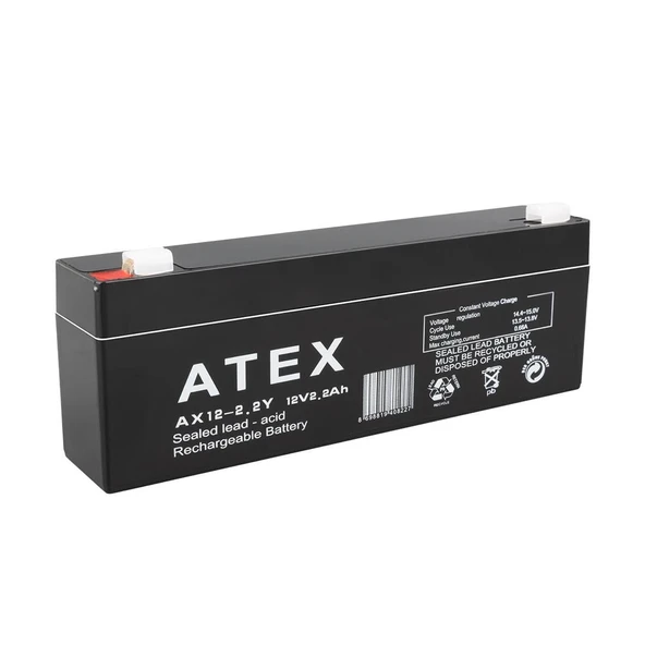Ayt Atex 12 Volt 2.3 Amper 2.2 Amper Yatık Akü 178x34x60 Mm Yeni Tarihli Taze Akü ürün görseli 1