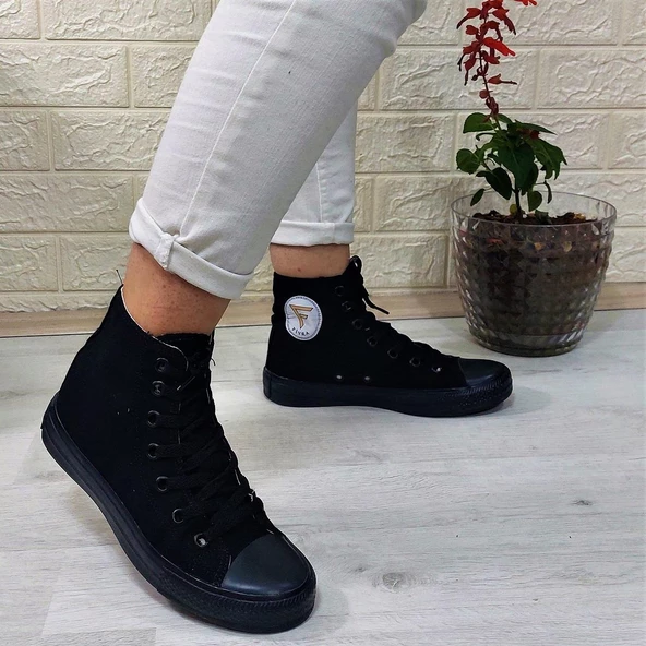 Fiyra 555 Siyah-Siyah Uzun Unisex Sneaker Keten Spor Ayakkabı ürün görseli 1