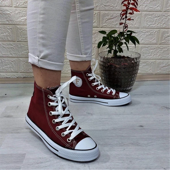 Fiyra 555 Bordo Uzun Unisex Sneaker Keten Spor Ayakkabı ürün görseli 1