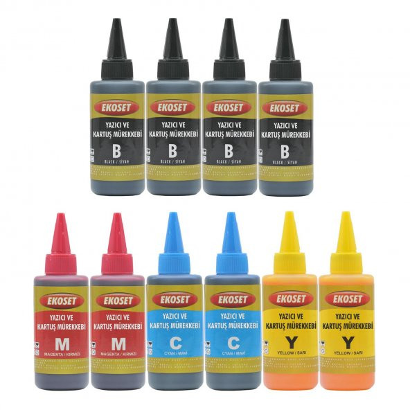 Ekoset Brother DCP-T520W Renkli Muadil Mürekkep 100ml 10lu set ürün görseli 1