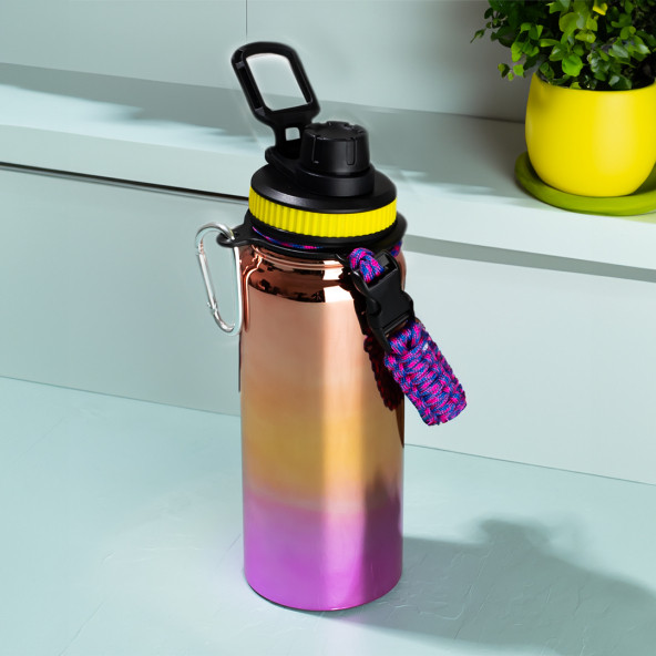 Cooker 1395-1 Paslanmaz Çelik Sızdırmaz Çift Katmanlı Taşıma Askılı Çay Kahve Termosu Bakır 700 ml ürün görseli 1