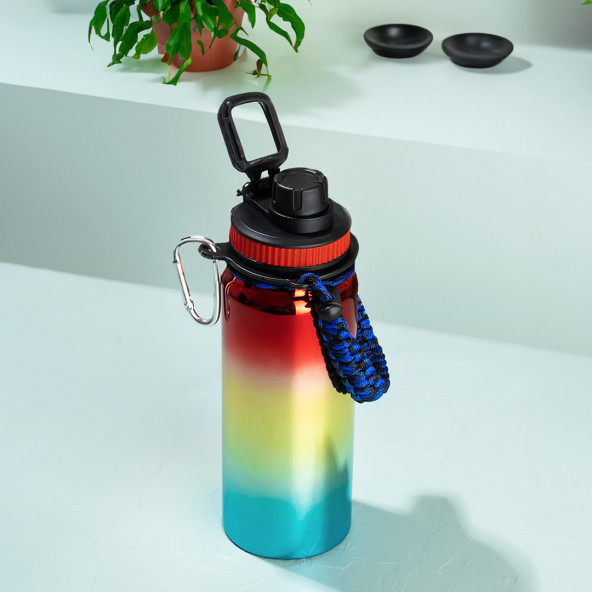Cooker 1395-3 Paslanmaz Çelik Sızdırmaz Çift Katmanlı Taşıma Askılı Çay Kahve Termosu Kırmızı 700 ml ürün görseli 1