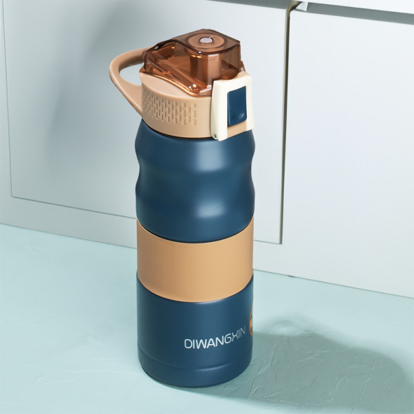 Cooker 1393-2 Paslanmaz Çelik Sızdırmaz Çift Katmanlı Yalıtımlı Çay Kahve Termosu Lacivert 350 ml ürün görseli 1