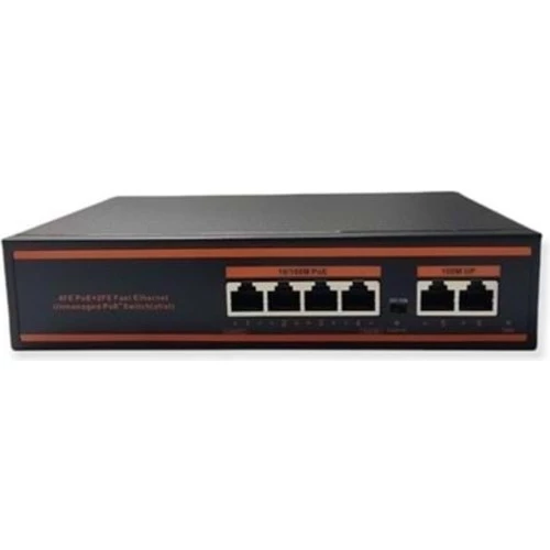 Nova ND1P402LF 4 Port Poe+ 10-100 Mbps 2 Port 10-100 Uplink Switch 78W ürün görseli 1