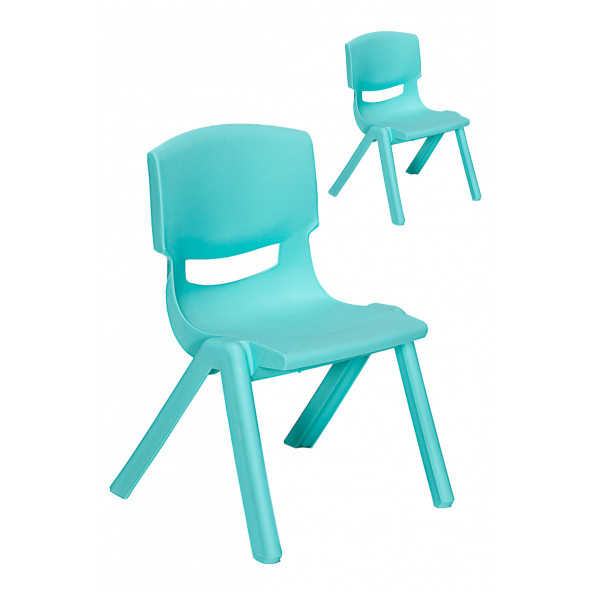 Junior 2 Adet Ergonomik Konforlu Anaokulu Kreş Çocuk Sandalyesi - Turkuaz ürün görseli 1