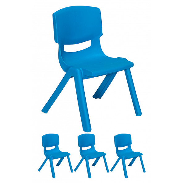 Junior 4 Adet Ergonomik Konforlu Anaokulu Kreş Çocuk Sandalyesi - Mavi ürün görseli 1