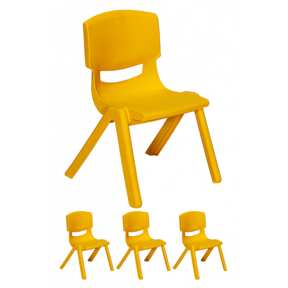 Junior 4 Adet Ergonomik Konforlu Anaokulu Kreş Çocuk Sandalyesi - Sarı ürün görseli 1
