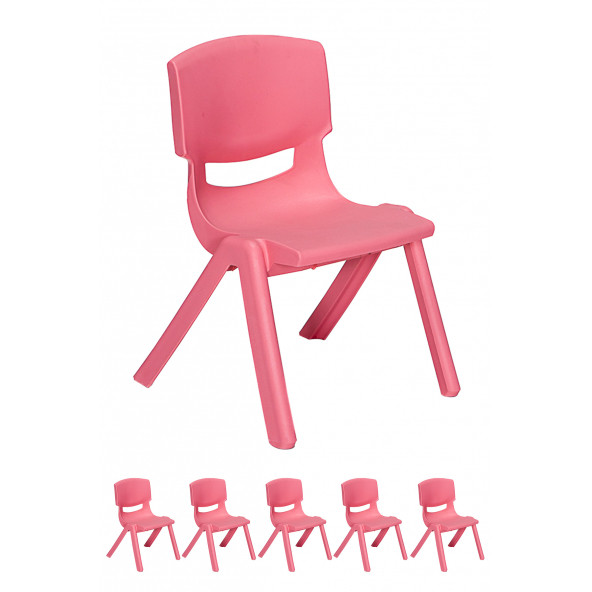 Junior 6 Adet Ergonomik Konforlu Anaokulu Kreş Çocuk Sandalyesi - Pembe ürün görseli 1
