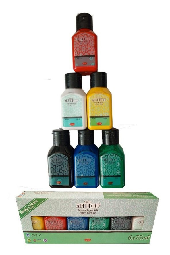 Parmak Boyası 6 Renk 75 ml 1 Paket 6 Lı Parmak Boya Anasınıfı Okul Öncesi Kreş Etkinlik ürün görseli 1