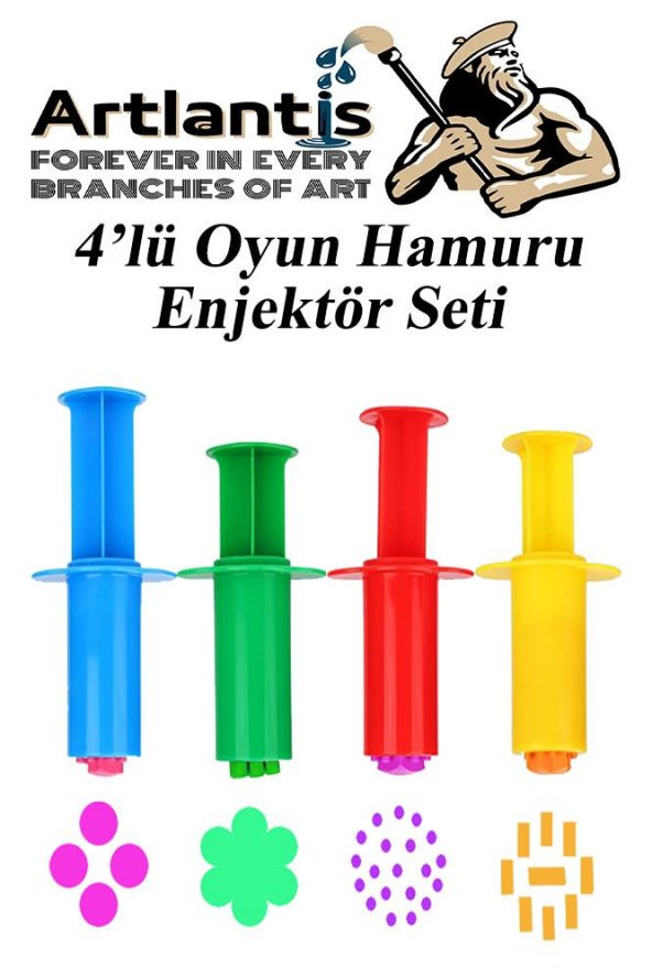Oyun Hamuru Enjektör Kalıbı 4 lü 1 Paket 4 Çeşit Enjektör Oyun Hamuru Kalıbı Okul Kreş Okul Öncesi Etkinlik ürün görseli 1