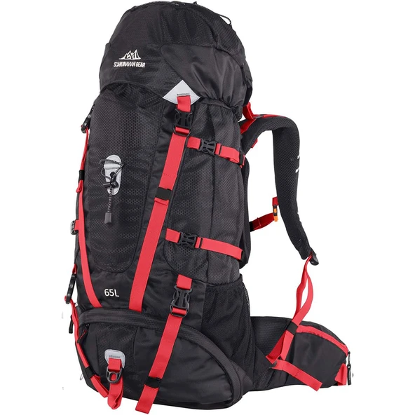QuickUP Hiking Sırt Çantası 65 Litre-SİYAH-KIRMIZI ürün görseli 1