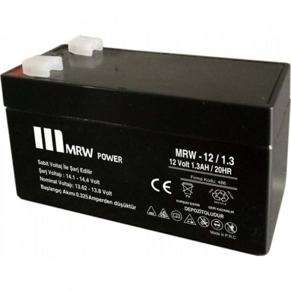 Mervesan Mrw-12/1.3 12VOLT 1.3 Amper Kuru Tip Akü ürün görseli 1