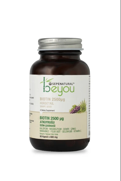 Biotin 2500 mcg Beyou Plus 60 Kapsül 880 mg B7 Vitamin SEPE ürün görseli 1