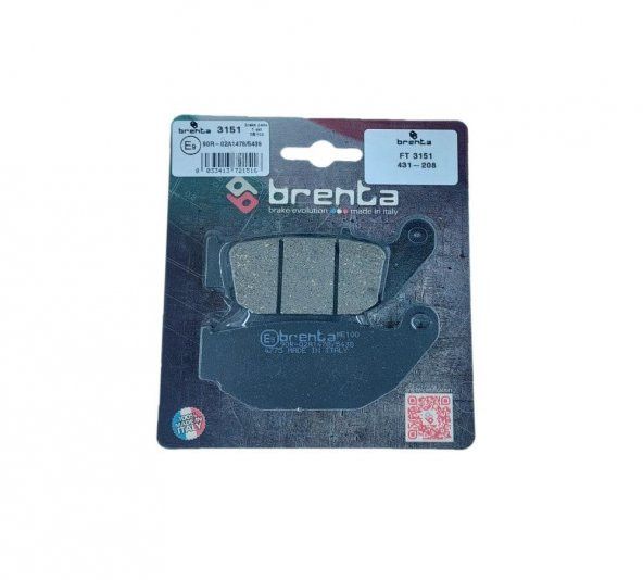 Brenta 431-208 2017-2021 Honda CB 125 F Uyumlu Arka Fren Balatası Organik Balata ürün görseli 1