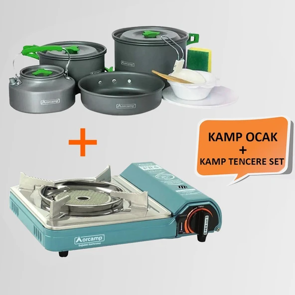 CK-508 Orcamp Seramik Kamp Ocak + Orcamp 1050  4'lü Yemek Kapları ürün görseli 1