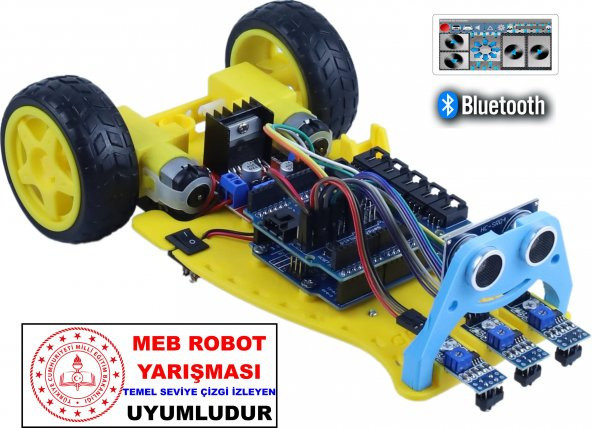 2WD MULTİTRON ARAÇ KİTİ V1ÇİZGİ İZLEYEN ENGELDEN KAÇAN BLUETOOTH (DEMONTE) ürün görseli 1