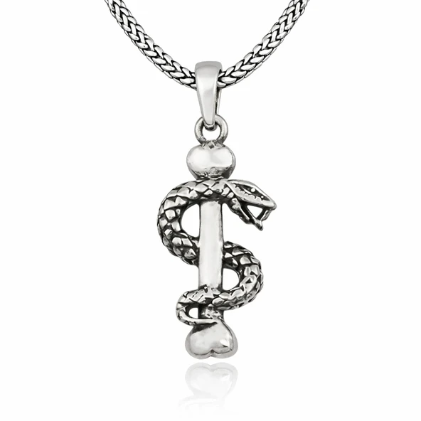 Gümüş Yılan Erkek Kolye  SL3281 - Resim 2