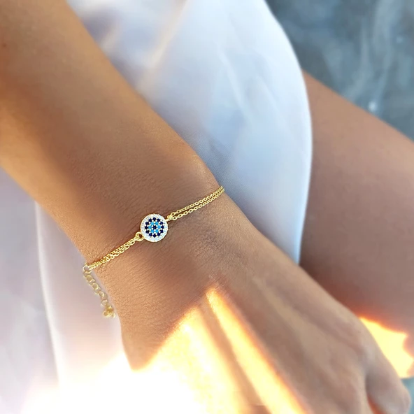 Vaoov 925 Ayar Gümüş Gold Nazar Bileklik ürün görseli 1