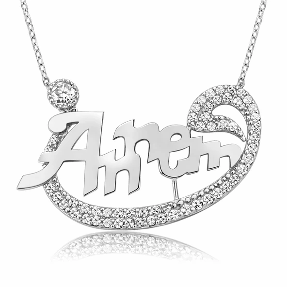 Gümüş Annem Vav Bayan Kolye SL1253 - Resim 6