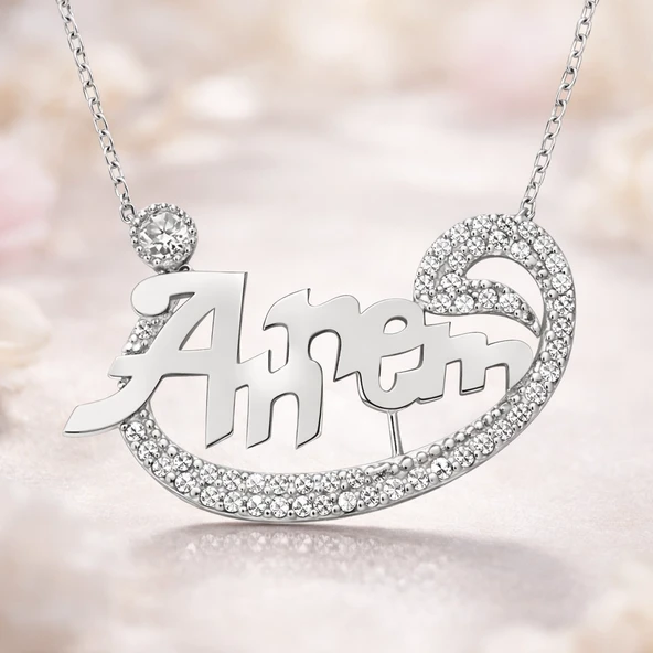 Gümüş Annem Vav Bayan Kolye SL1253 - Resim 3