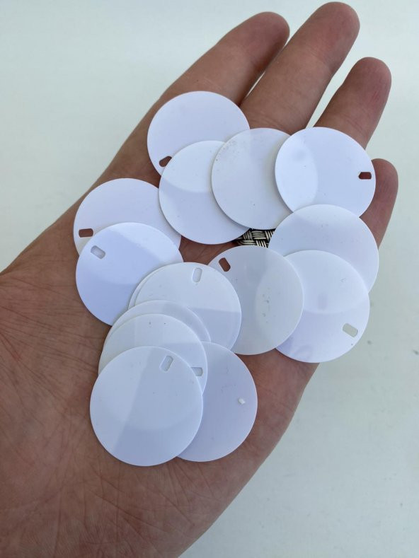 Yuvarlak Elbise Pvc Payet Pul Beyaz 30mm 625 Gram ürün görseli 1