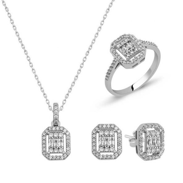 Gümüş Baget Taşlı Bayan Set  SL3482 ürün görseli 1
