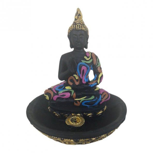 T.Concept Dekoratif, Dua Eden Buddha Siyah Ters Akışlı Buhurdanlık Renk Desenli ürün görseli 1