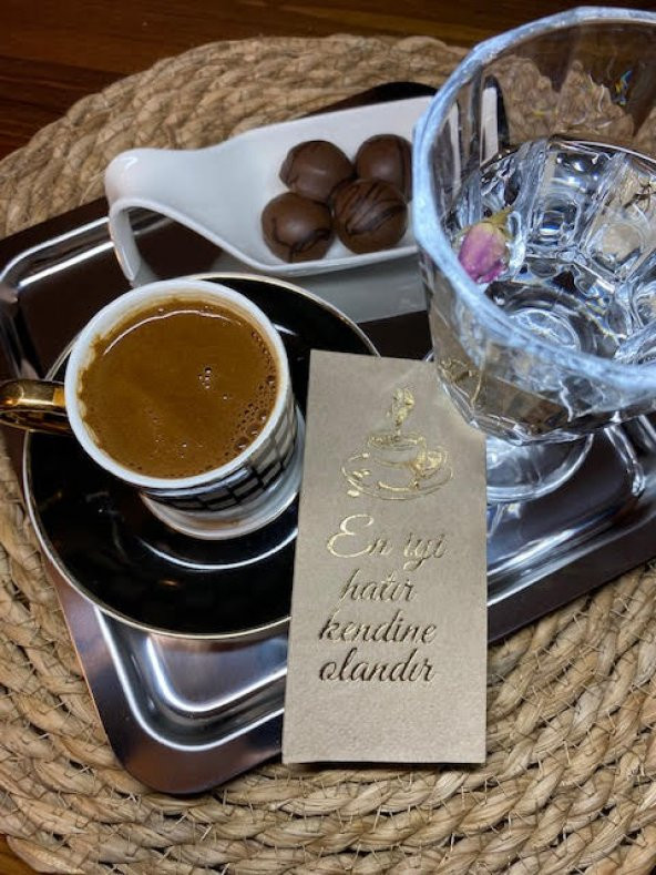 Gold Yaldızlı Kraft En İyi Hatır Kendine Olandır Peçete 6x12 cm ürün görseli 1