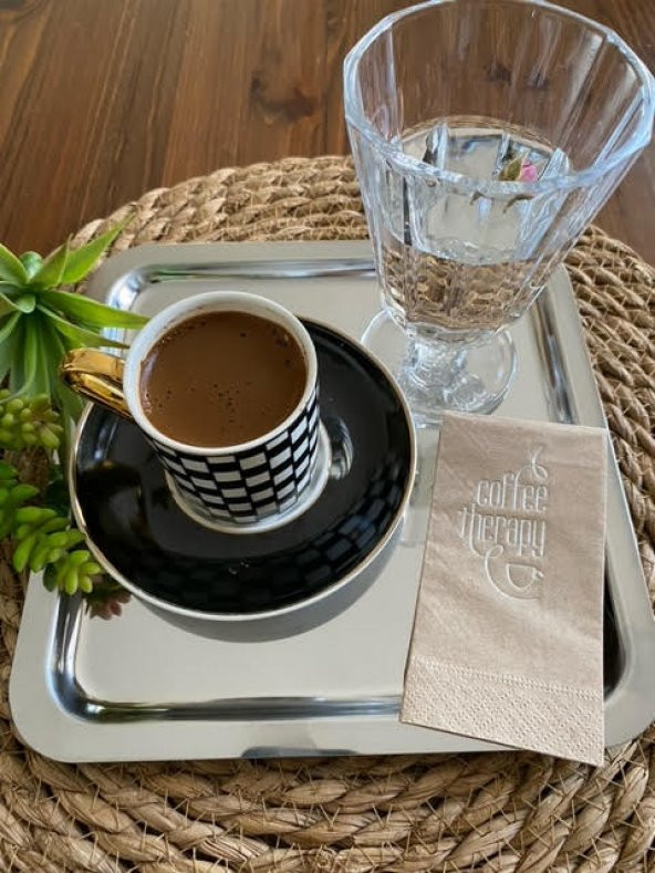 Gümüş Yaldızlı Kraft Coffee Therapy Peçete 6x12 cm ürün görseli 1