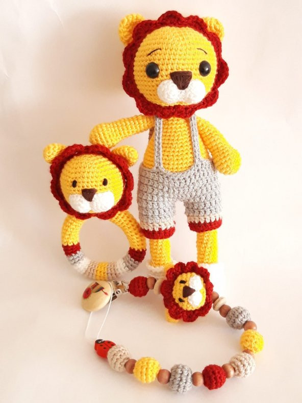 Yeni Doğan Aslan Seti Amigurumi Organik Oyuncak ürün görseli 1
