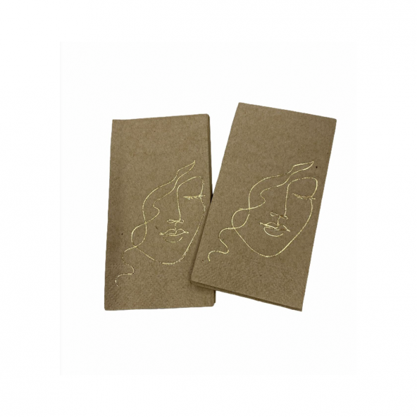 Gold Yaldızlı Kraft Yüz Baskılı Peçete 6x12 cm ürün görseli 1