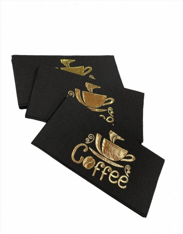 Gold Yaldızlı Siyah Coffee Peçete 6x12 cm ürün görseli 1