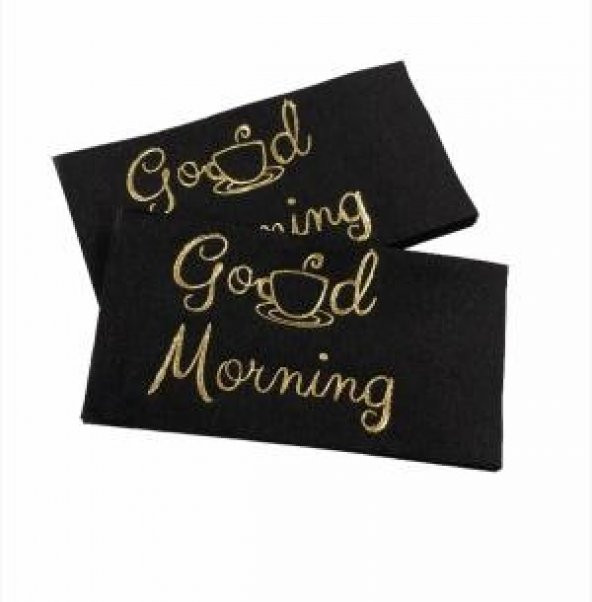 Gold Yaldızlı Siyah Good Morning Peçete 6x12 cm ürün görseli 1