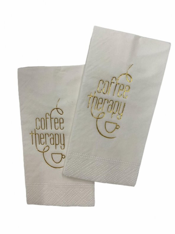 Gold Yaldızlı Beyaz Coffee Therapy Peçete 6x12 cm ürün görseli 1