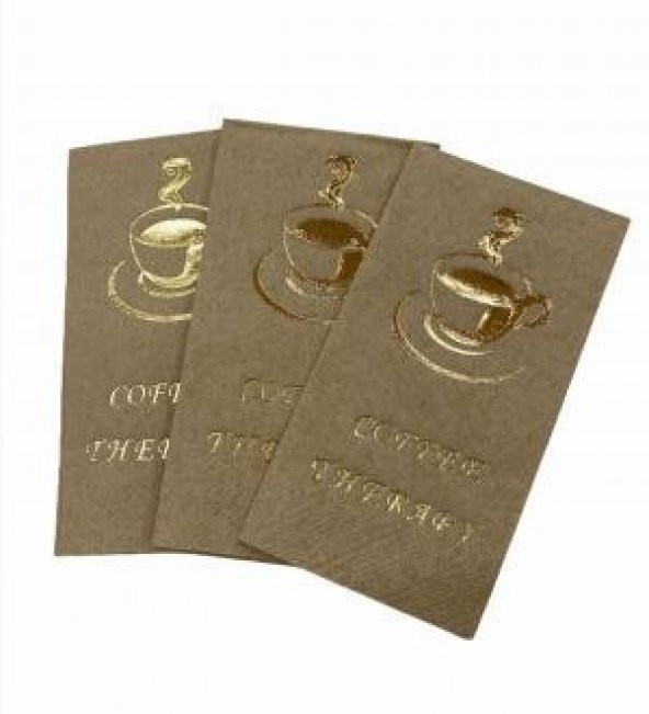 Gold Yaldızlı Kraft Coffee Therapy Peçete 6x12 cm ürün görseli 1
