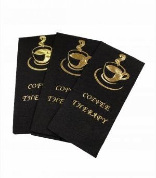 Gold Yaldızlı Siyah Coffee Therapy Peçete 6x12 cm ürün görseli 1