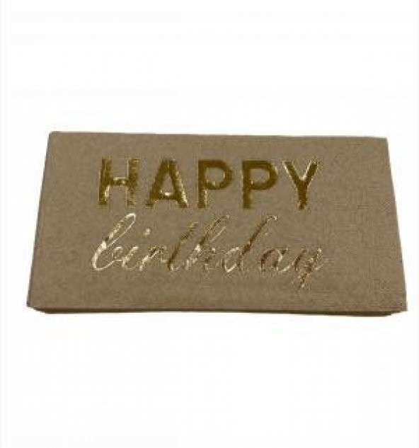 Gold Yaldızlı Kraft Happy Bırthday Garson Peçete ürün görseli 1