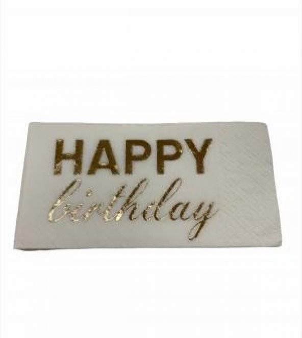 Gold Yaldızlı Beyaz Happy Bırthday Garson Peçete ürün görseli 1