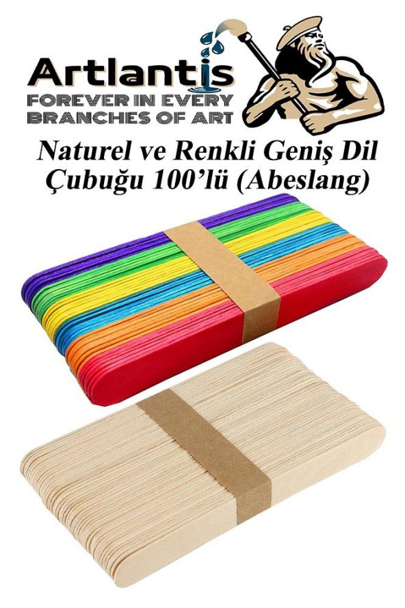 Renkli Dil Çubuğu Geniş 50 Adet Naturel Dil Çubuğu Geniş 50 Adet 1 Paket Renkli Ve Renksiz Abeslang Dil Basma Çubuğu ürün görseli 1