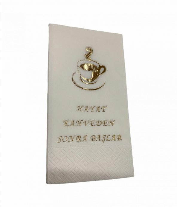 Gold Yaldızlı Beyaz Hayat Kahveden Sonra Başlar Peçete ürün görseli 1