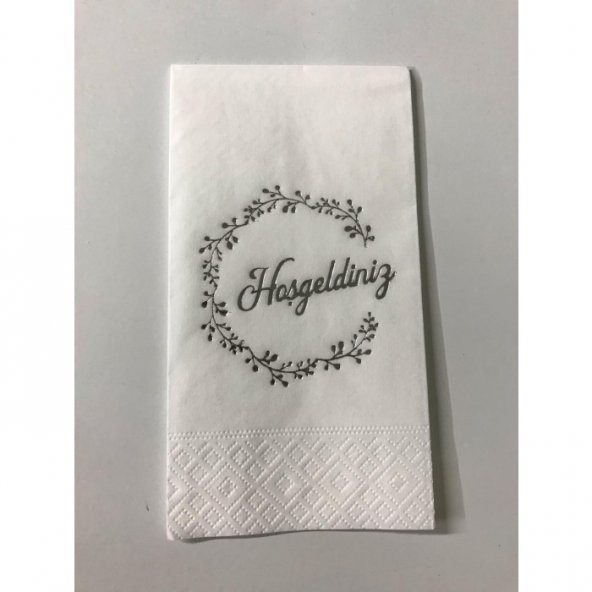 Gümüş Yaldızlı Beyaz Hoş geldiniz Peçete ürün görseli 1
