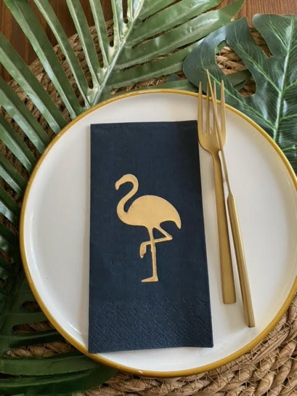 Gold Yaldızlı Siyah Flamingo Peçete ürün görseli 1