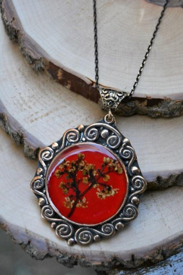 STONEAGE JEWELLERY Gerçek Çiçeklerden Yapılmış Tasarım Bayan Kolye ürün görseli 1