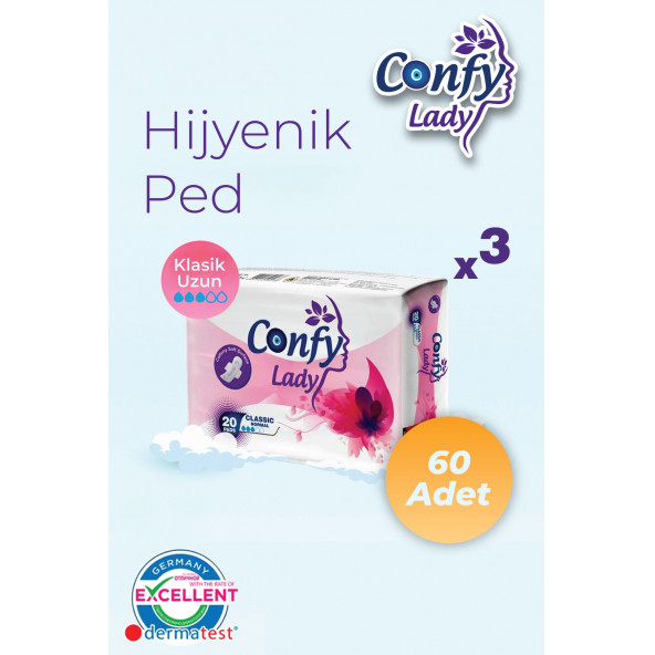 Confy Lady Hijyenik Ped Classic Normal Eko Paket 20 Adet x 3 Paket ürün görseli 1
